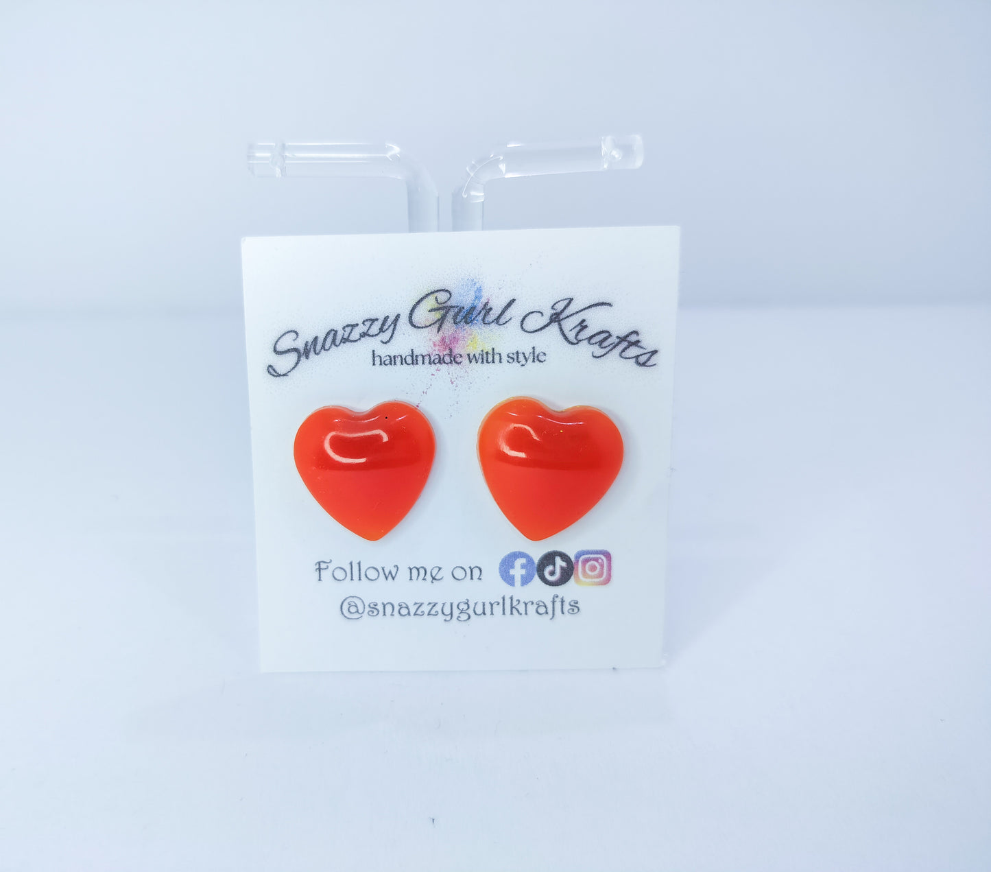 Orange Heart Shaped Earrings