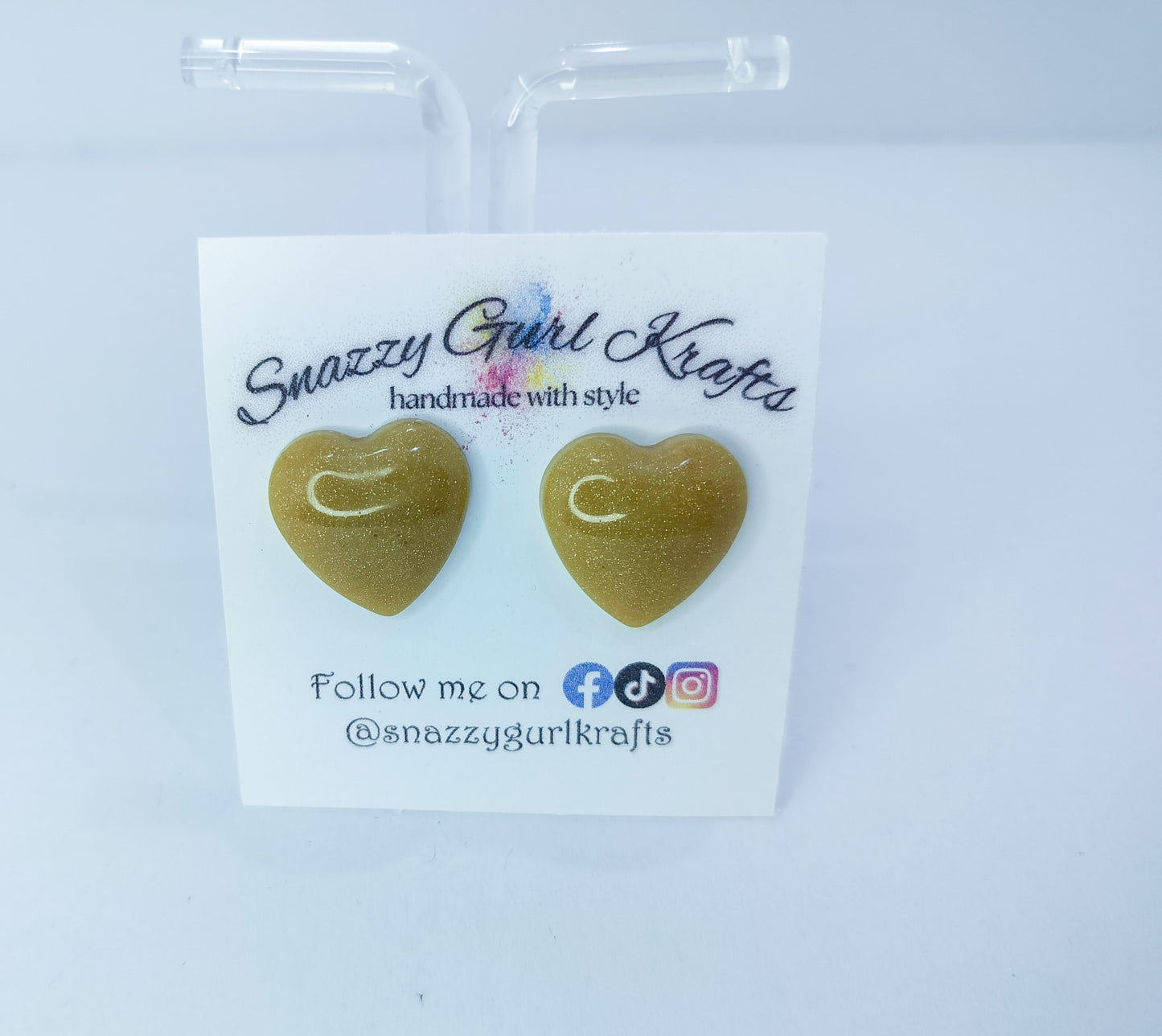 Gold Shimmer Heart Shaped Earrings