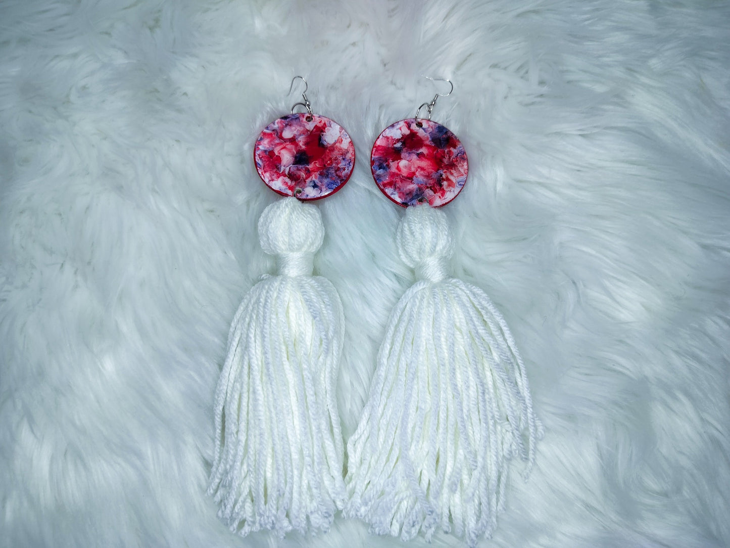 Circle Pendant Tassel Earrings
