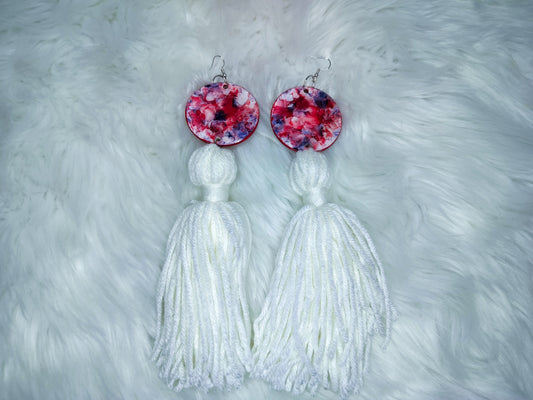 Circle Pendant Tassel Earrings