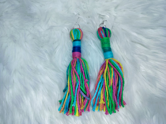 Pastel Rainbow Tassel Earrings