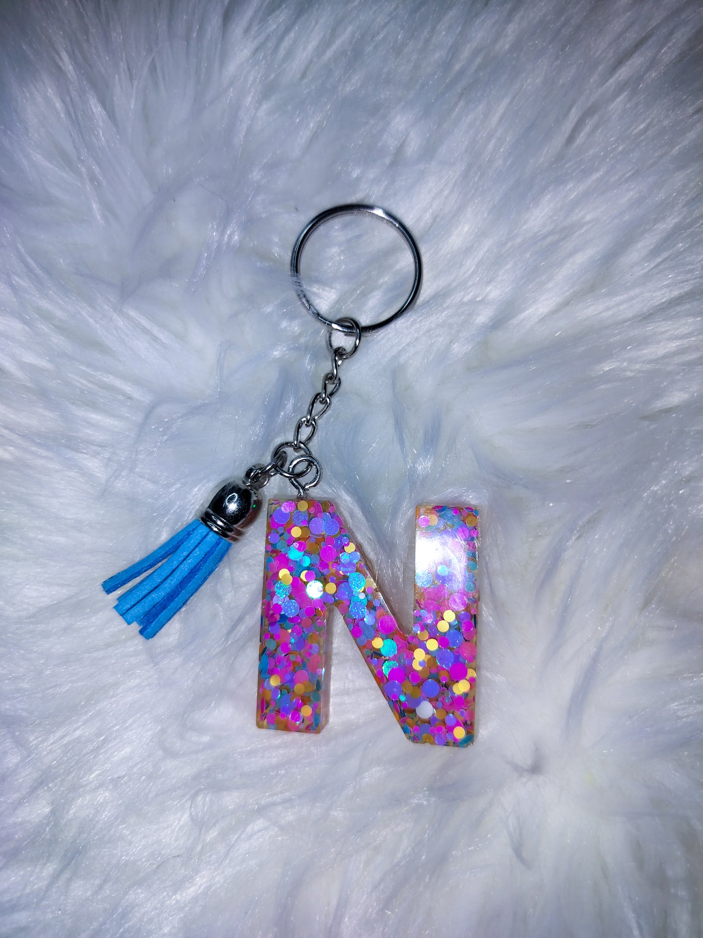 Multi Colored Letter N Keychain