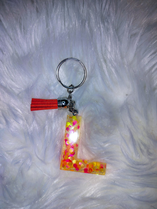 Yellow & Orange Glitter Keychain