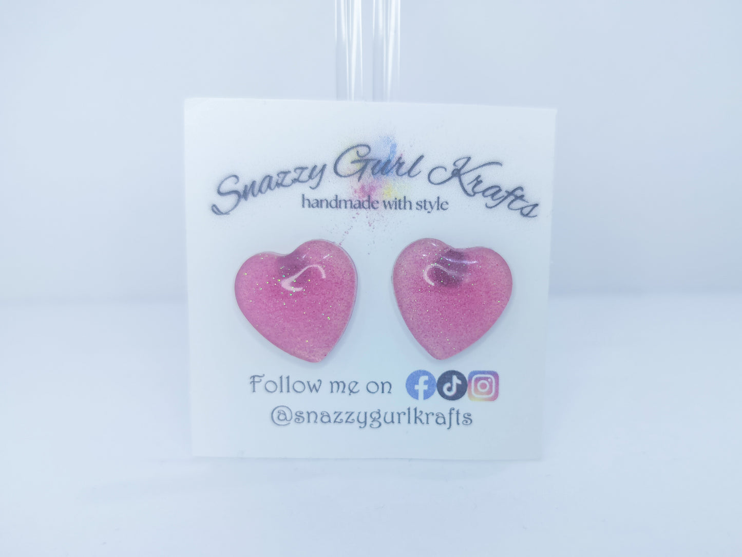 Pink Glitter Heart Shaped Earrings