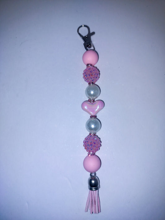 Pink & White Bag Charm