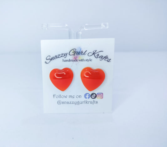 Orange Heart Shaped Earrings