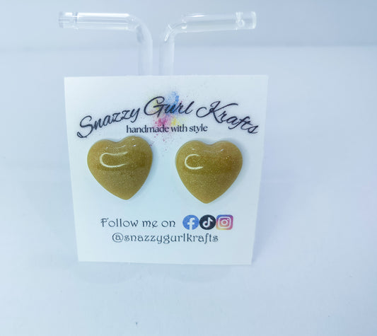 Gold Shimmer Heart Shaped Earrings