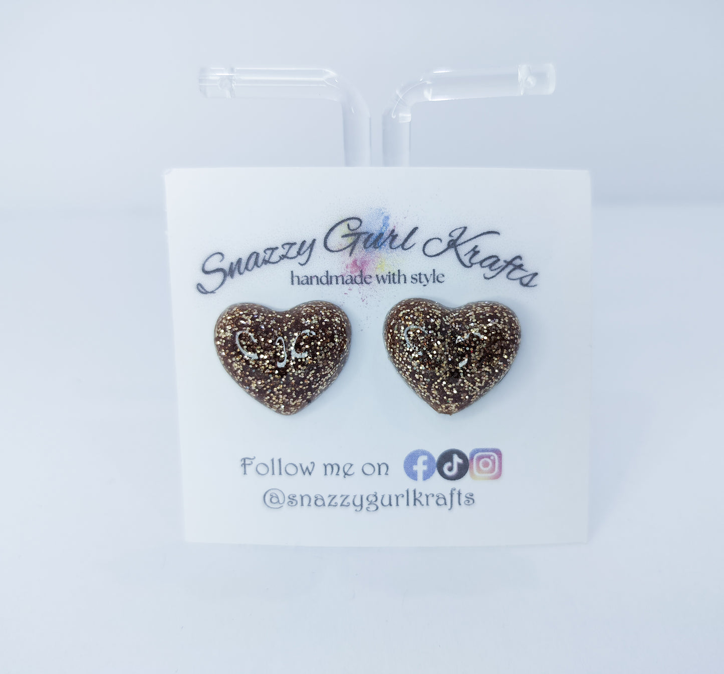 Gold Glitter Heart Shaped Earrings