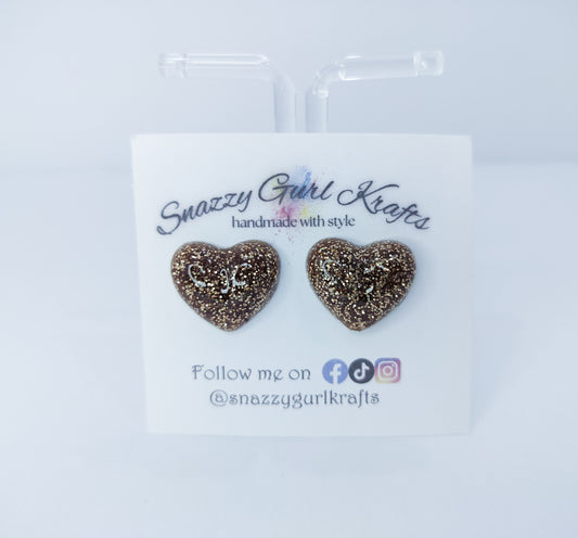 Gold Glitter Heart Shaped Earrings