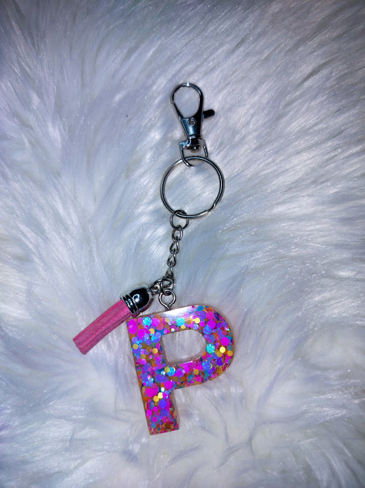 Multi Color Letter P Keychain