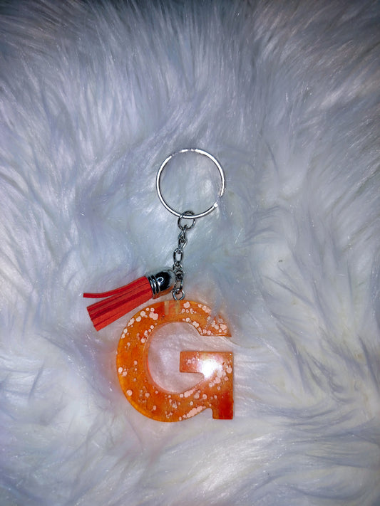 Orange Letter G Keychain