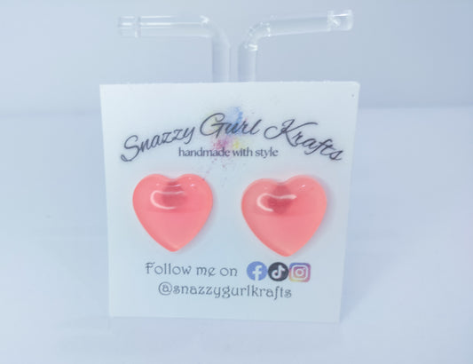 Pink Heart Shaped Earrings