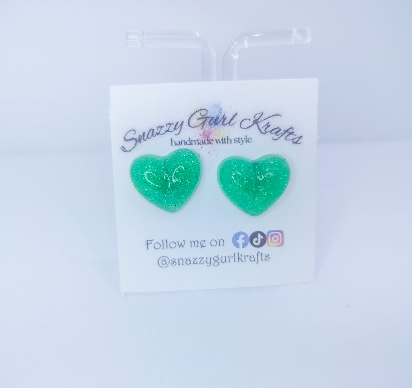 Turquoise Glitter Heart Earrings