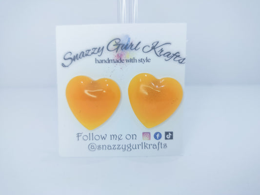 Yellow Heart Shaped Earrings