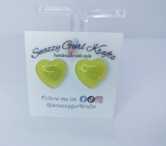 Yellow Heart Shaped Earrings
