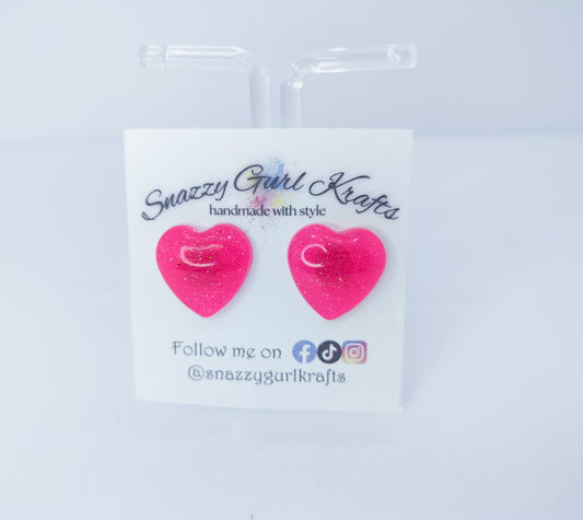 Neon Pink Heart Shaped Earrings